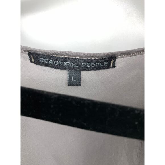 Beautiful People Silk Racerback Tank Top Womens Size Large Dark Gray Scoop Neck - Picture 3 of 5